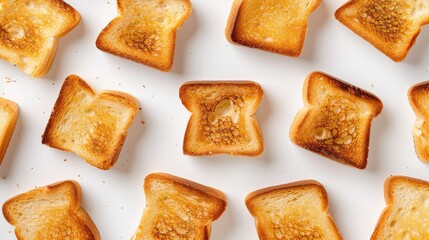 Close up of brioche toasts on white background