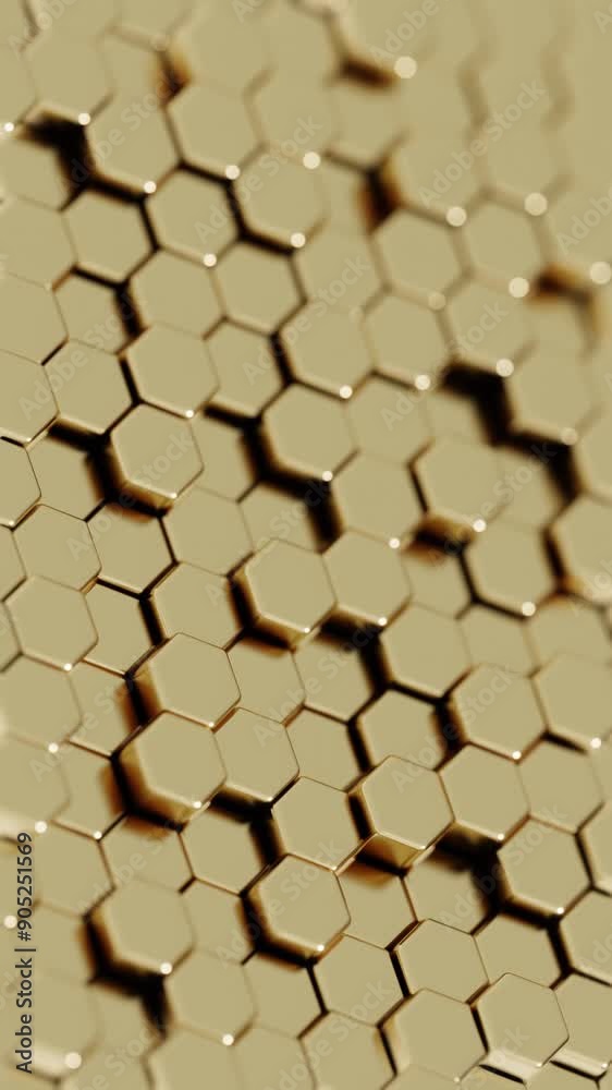 Poster Abstract Hexagonal Pattern with Vibrant Colors on a Beige Background

