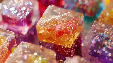 Close up of candy coated gelatin treats