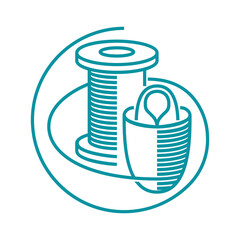 Silk icon in bold line - cocoon and thread spool