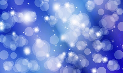 Abstract light bokeh soft blue background. Shiny bright circle bubbles.