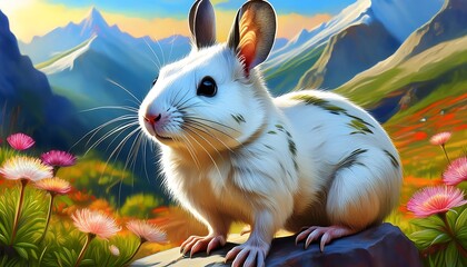 illustration of pika in a mountain ecosystems