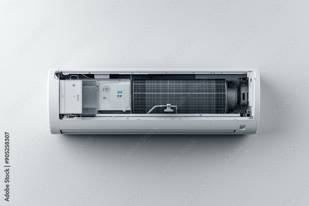 Wall mural minimalist cross-section of an air conditioning unit, [air conditioner], [equipment interior], no lo