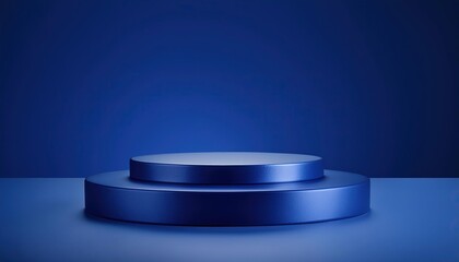 3d render of blue podium on blue background, best for product presentation.