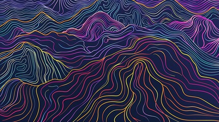 Abstract Colorful Lines Forming a Wavy Mountain Landscape