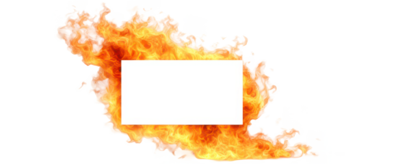 Fire flame with a blank space for text or graphics isolate on transparent background, cutout, png