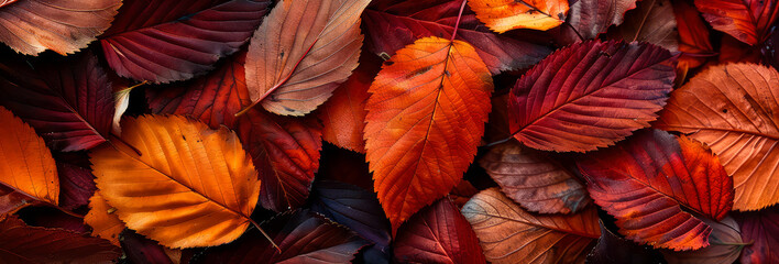 Flat lay of colorful leaves, autumn foliage Scenic autumn, fall background. Copy space. Generative ai	