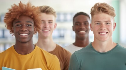 Four young men with different hair colors