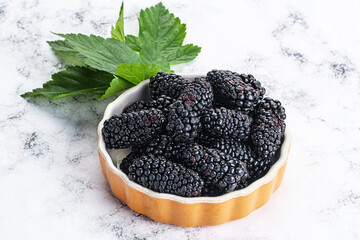 Ripe sweet juicy blackberry heap