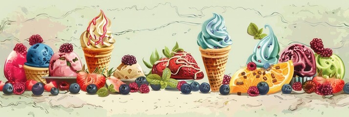 Vintage style poster of tasty ice cream.