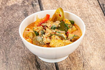 Thai red spicy curry with chicken