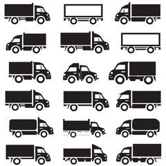 Design very stylish black pictograms that represent truck items icon set.flat