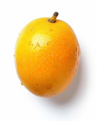Ripe Mango Fruit on White Background Highlighting Vibrant Yellow-Orange Color and Smooth Texture - Perfect Natural Beauty Concept Image