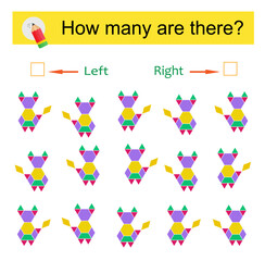 Math activity for kids. Developing numeracy skills. Cartoon animal.