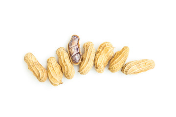 Peanuts isolated on white background, healthy food, Food ingredient.