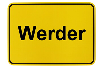 Illustration eines Ortsschildes der Gemeinde Werder in Mecklenburg-Vorpommern
