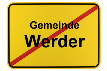 Illustration eines Ortsschildes der Gemeinde Werder in Mecklenburg-Vorpommern