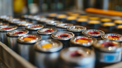 Closeup of a battery recycling process in action.