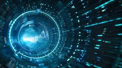 Obraz premium Blue abstract technology rotation illustration