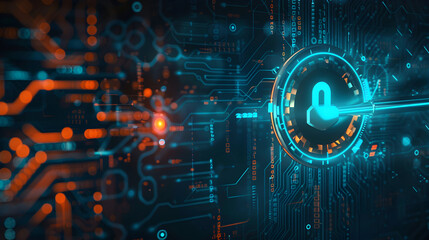 key on a circuit board data encryption technology cybersecurity data protection background,generative ai