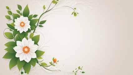 Vector design template in simple modern style with copy space, flowers and leaves, background 