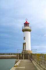 Le Palais in Belle-Ile, Brittany, typical harbor, with lighthouse
