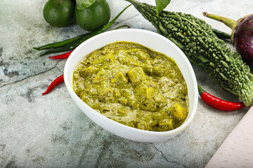 Indian cuisine - palak paneer cheese with spinach