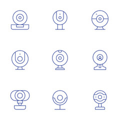 Webcam icons set. Thin Line style, editable stroke. webcam filter, webcam recording, webcam features