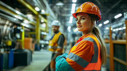 Workers in a battery recycling plant with safety equipment.
