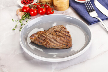 Grilled marble beef steak with sauce