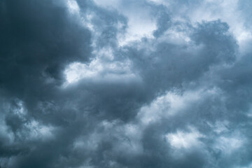Dramatic dark storm clouds in the sky before rain. Scenic of dark clouds in the sky background.