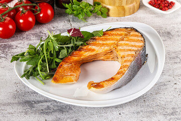 Tasty delicous grilled salmon steak