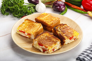 Hot sandwich cheese and tomato