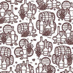 Wine pattern background set. Collection icon wine. Vector