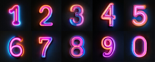 Glowing numbers set on dark wall background.