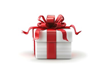 festive gift box 3d vector icon isolated on white background