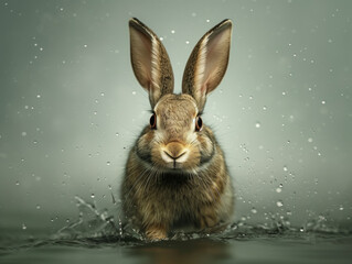 Rabbit in the rain