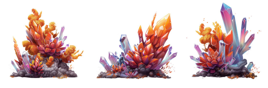  Scattered Alien Elements Composition in   Style cut out PNG on transparent