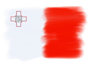 malta flag round shape with paint strokes on transparent background