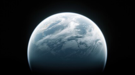 A blue planet with a white cloud on it. The planet is in the middle of the image