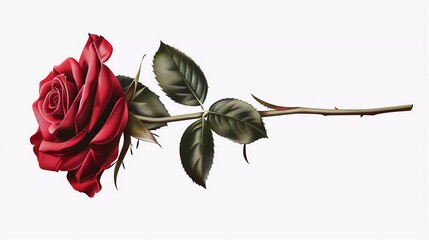 Single red rose vector illustration isolated on white background very nice