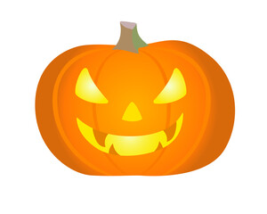 Pumpkin for Halloween - a full-color stock illustration on the theme of Halloween. Jack's Lantern is a bright orange pumpkin with a carved face - Halloween illustration. Pumpkin with a candle inside.	