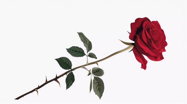 Single red rose vector illustration isolated on white background very nice