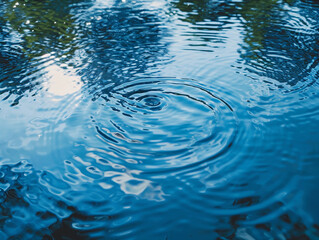 Obraz premium Calm Water Surface Rippling From Raindrops on a Clear Day in Nature