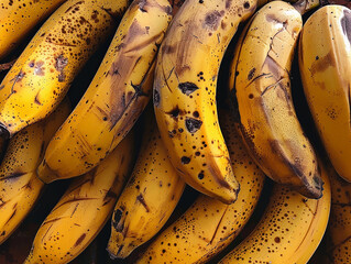 Ripe Bananas With Distinct Spots Gathered Together In A Grocery Store Setting