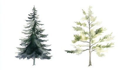 Obraz premium Watercolor background with pine fir tree for christmas illustration