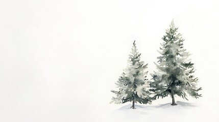 Obraz premium Watercolor background with pine fir tree for christmas illustration