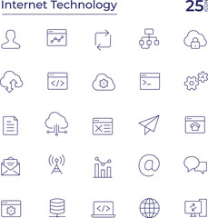 Internet Technology Editable Line Icon Set