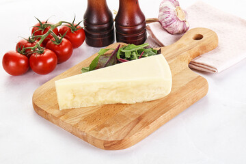 Piece Italian hard parmesan cheese