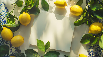 Summer Evening Tabletop with Fresh Lemons and Mediterranean Flair